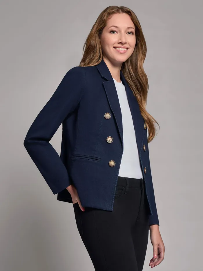 Denim Faux DoubleBreasted Jacket Women Jones New York Blazers Denim Faux DoubleBreasted Jacket Women Jones New York Blazers