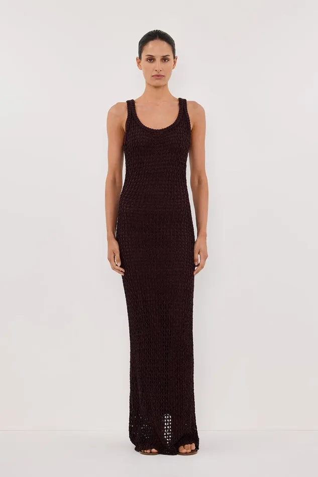 DISSH Knit Dresses TESS CHOC CROCHET MAXI DRESS 8211 Women