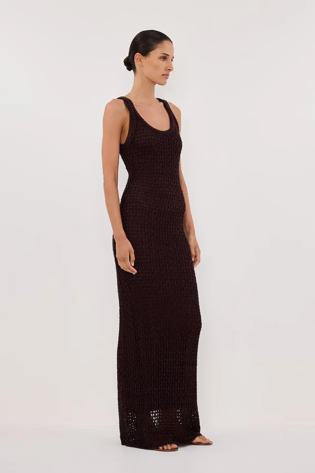 DISSH Knit Dresses TESS CHOC CROCHET MAXI DRESS 8211 Women