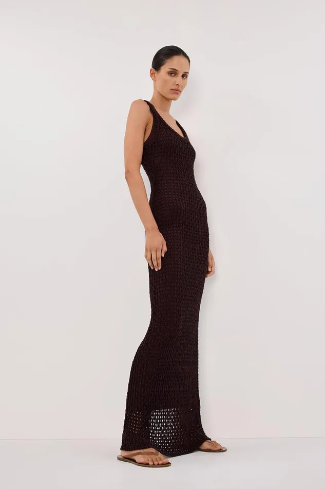 DISSH Knit Dresses TESS CHOC CROCHET MAXI DRESS 8211 Women