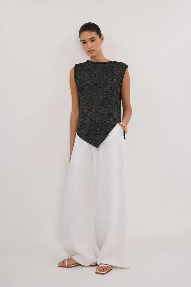 DISSH Knitted ALTHEA BLACK MARLE ASYM KNIT TOP 8211 Women