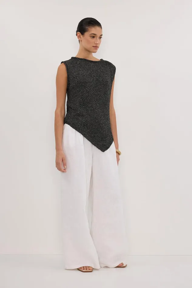 DISSH Knitted ALTHEA BLACK MARLE ASYM KNIT TOP 8211 Women