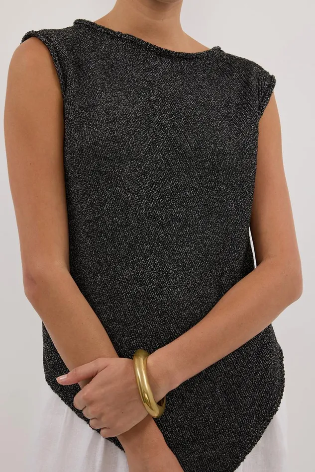 DISSH Knitted ALTHEA BLACK MARLE ASYM KNIT TOP 8211 Women