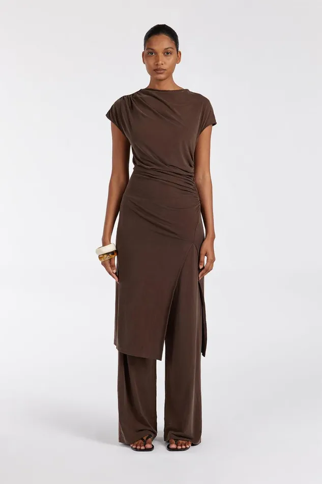 DISSH Knitted RIO BITTER CHOC DRAPED TUNIC TOP 8211 Women