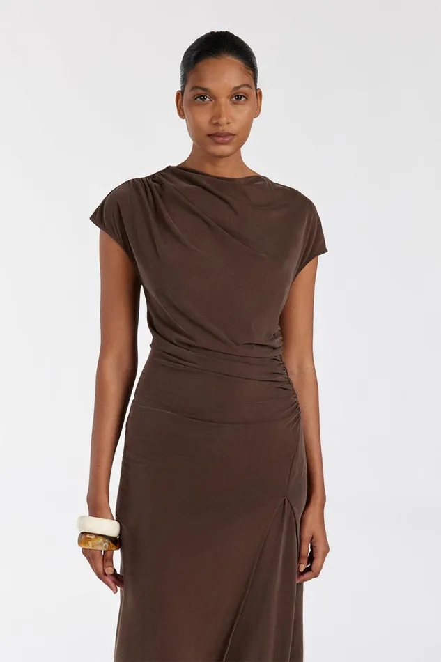 DISSH Knitted RIO BITTER CHOC DRAPED TUNIC TOP 8211 Women
