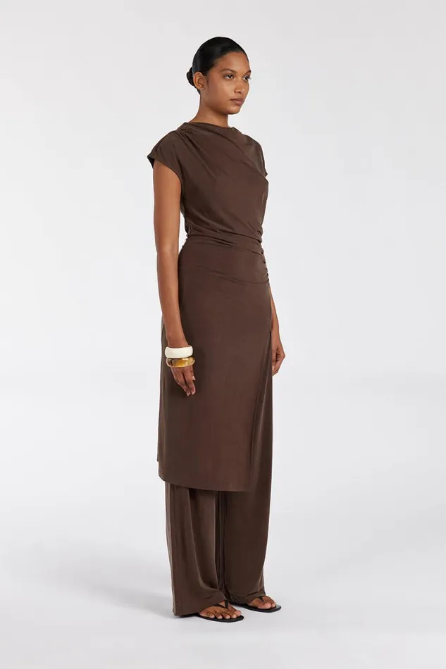 DISSH Knitted RIO BITTER CHOC DRAPED TUNIC TOP 8211 Women