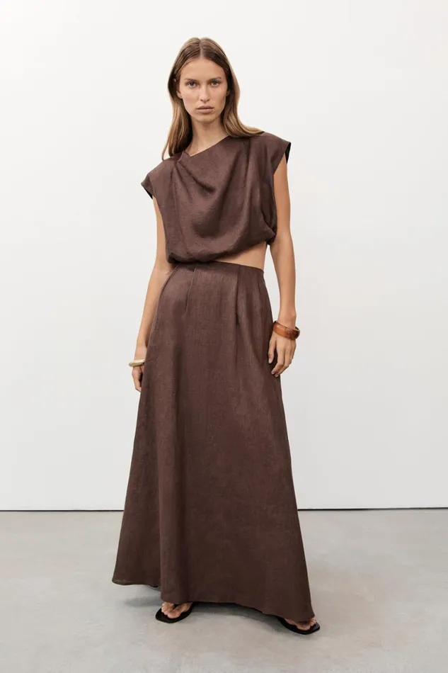 DISSH Midi AMY CHOC LINEN MIDI SKIRT 8211 Women