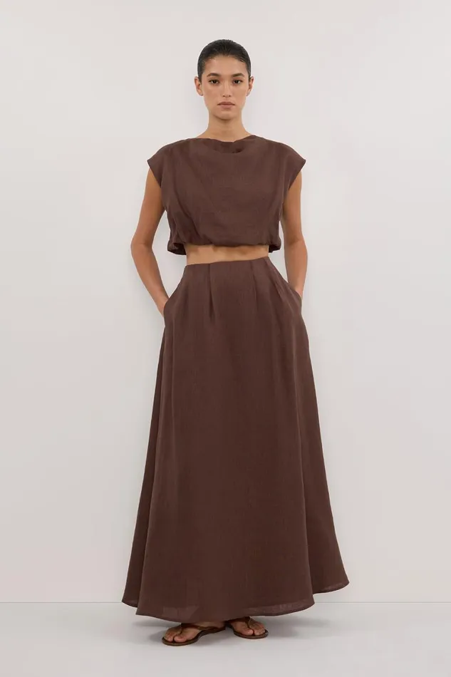 DISSH Midi AMY CHOC LINEN MIDI SKIRT 8211 Women