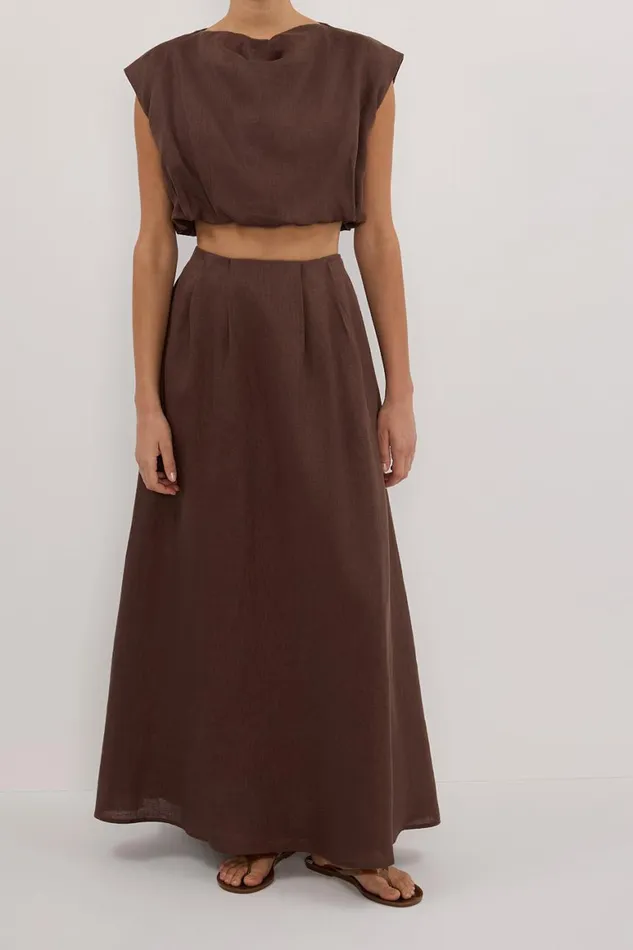 DISSH Midi AMY CHOC LINEN MIDI SKIRT 8211 Women