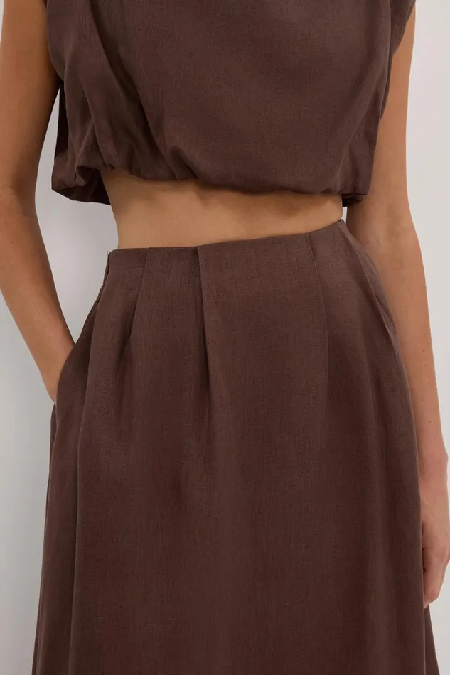 DISSH Midi AMY CHOC LINEN MIDI SKIRT 8211 Women