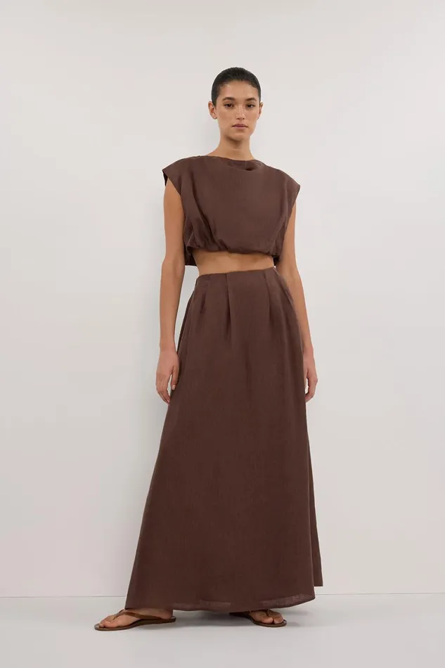 DISSH Midi AMY CHOC LINEN MIDI SKIRT 8211 Women