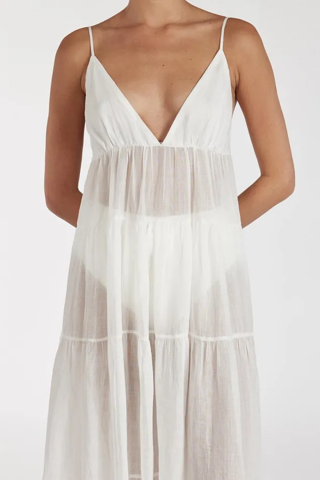 DISSH Midi Dresses LIZA WHITE RAMIE MIDI DRESS 8211 Women