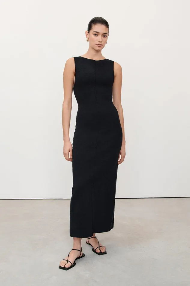 DISSH Midi Dresses OWEN BLACK CREPE KNIT DRESS 8211 Women