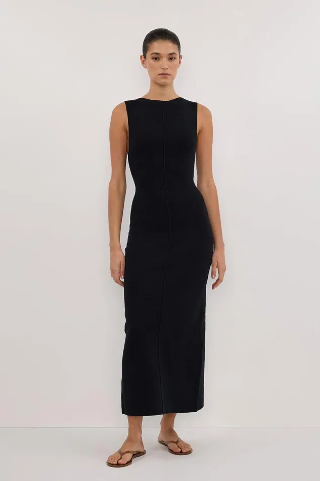 DISSH Midi Dresses OWEN BLACK CREPE KNIT DRESS 8211 Women