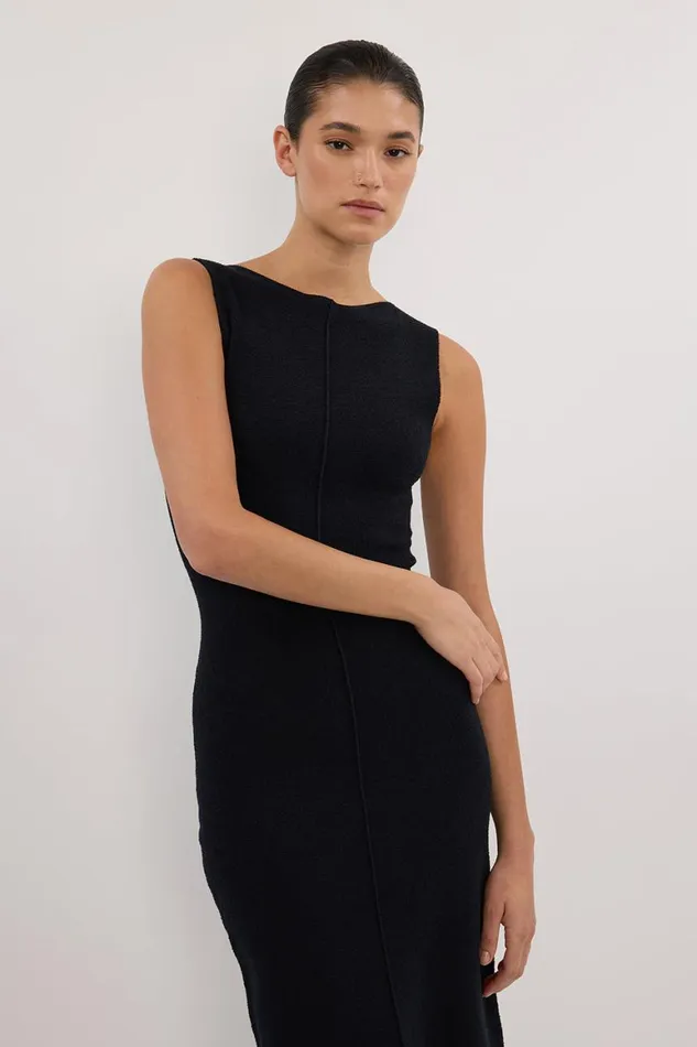 DISSH Midi Dresses OWEN BLACK CREPE KNIT DRESS 8211 Women