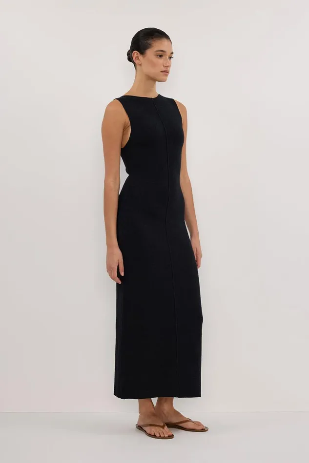 DISSH Midi Dresses OWEN BLACK CREPE KNIT DRESS 8211 Women