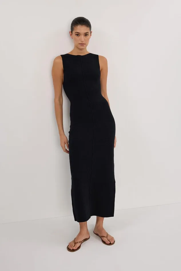 DISSH Midi Dresses OWEN BLACK CREPE KNIT DRESS 8211 Women