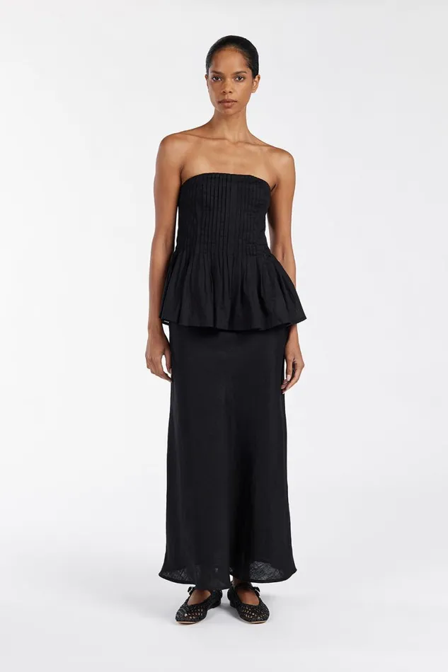 DISSH Midi TYRA BLACK LINEN MIDI SKIRT 8211 Women