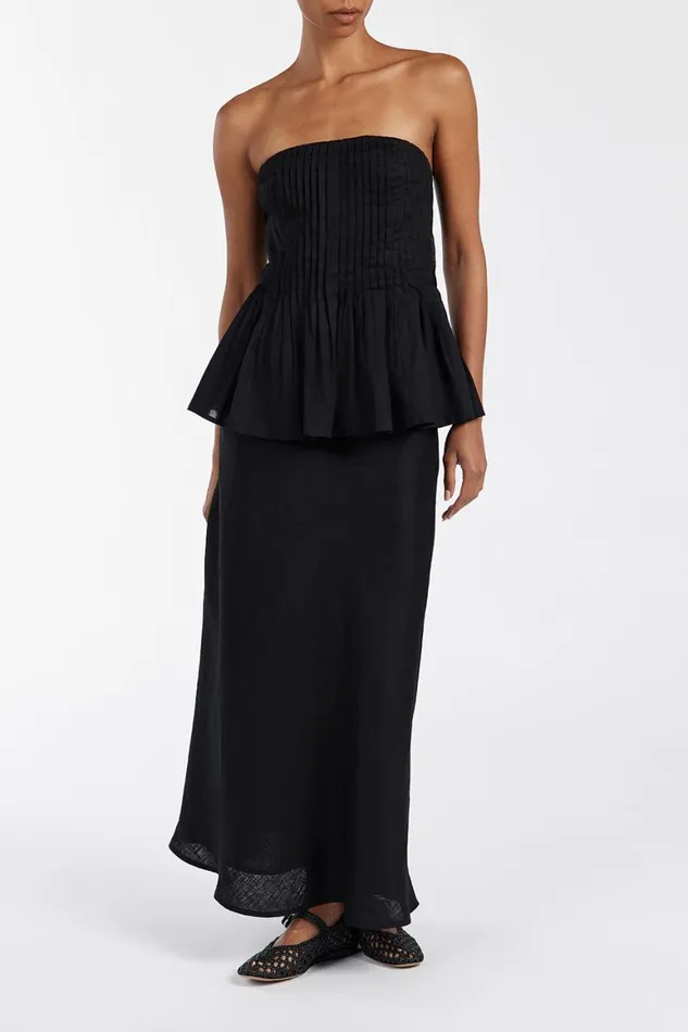 DISSH Midi TYRA BLACK LINEN MIDI SKIRT 8211 Women