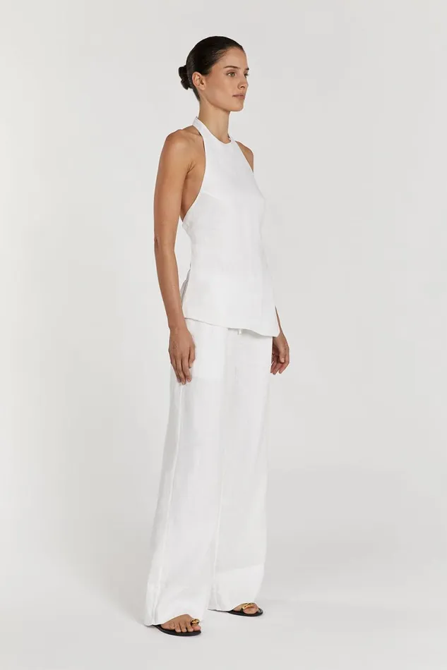 DISSH Tops SERENA WHITE LINEN ASYM HALTER TOP 8211 Women
