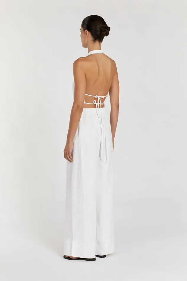 DISSH Tops SERENA WHITE LINEN ASYM HALTER TOP 8211 Women