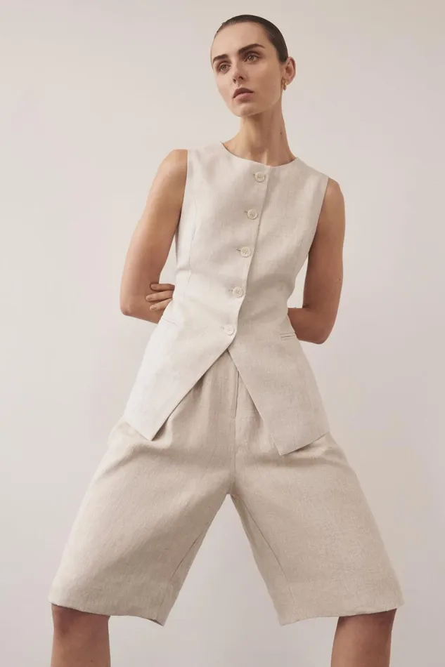 DISSH Vests ALESSIA NATURAL LINEN VEST 8211 Women
