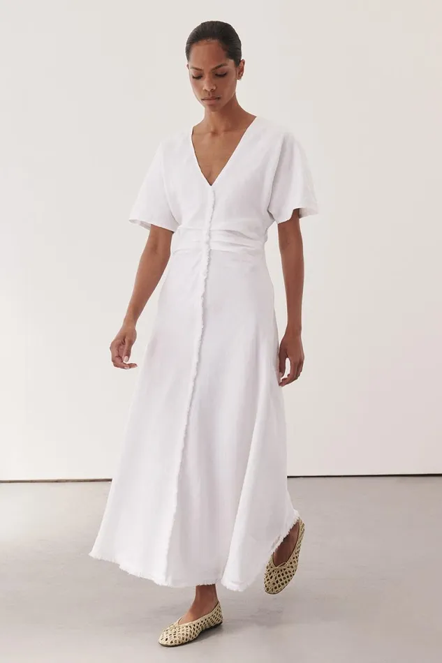 DISSH White Dresses ZAHARA WHITE FRINGING MIDI DRESS 8211 Women