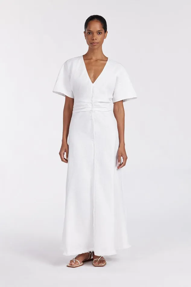 DISSH White Dresses ZAHARA WHITE FRINGING MIDI DRESS 8211 Women