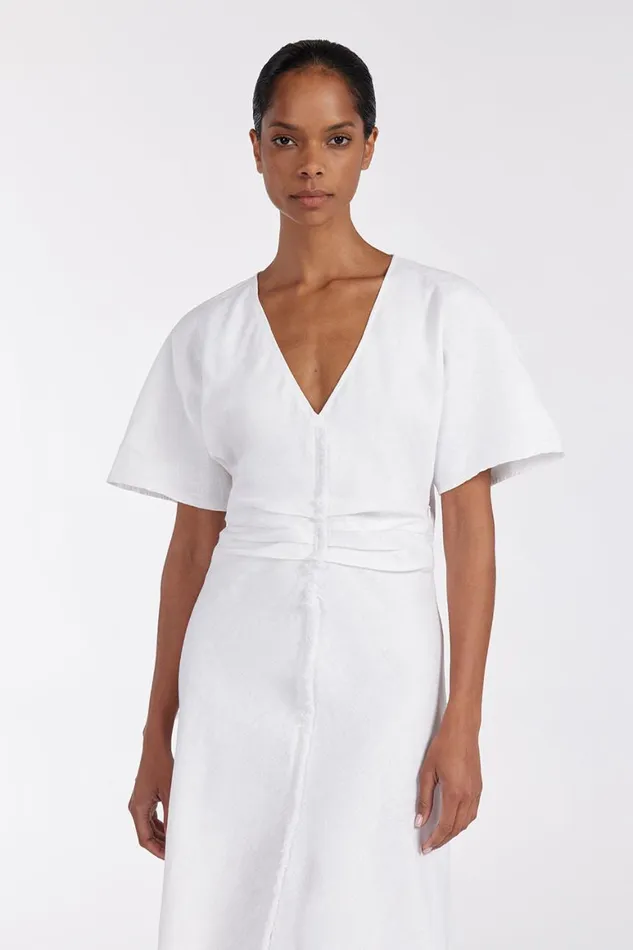DISSH White Dresses ZAHARA WHITE FRINGING MIDI DRESS 8211 Women