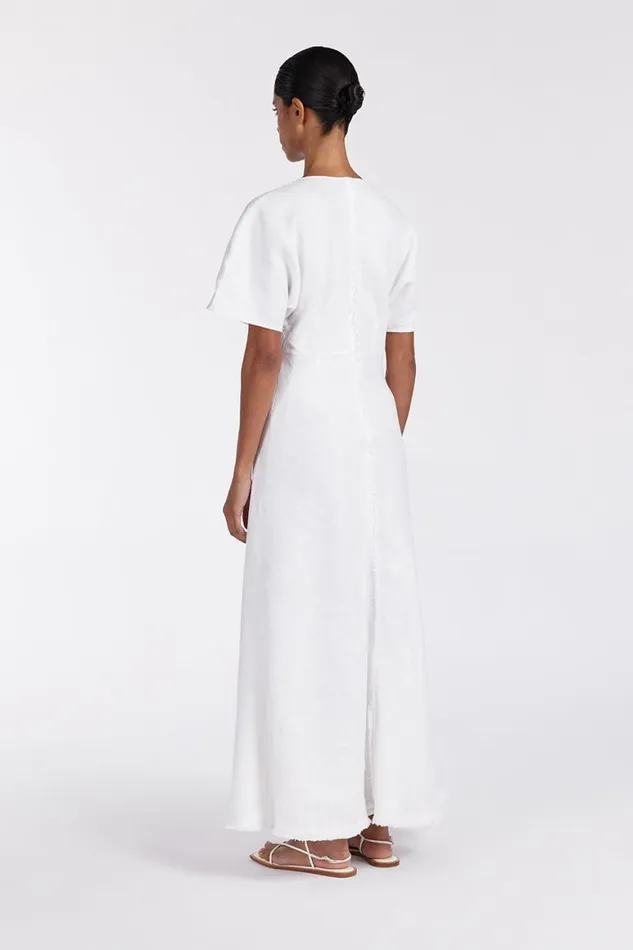 DISSH White Dresses ZAHARA WHITE FRINGING MIDI DRESS 8211 Women