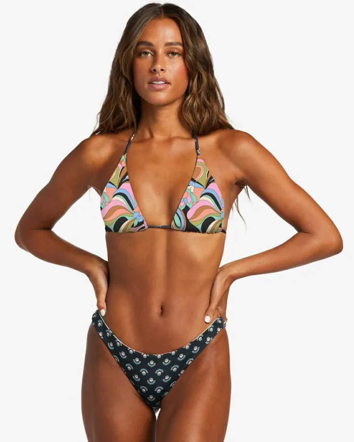 Dont Trip Tanga Skimpy Bikini Bottoms Black Pebble Women Billabong Bikinis
