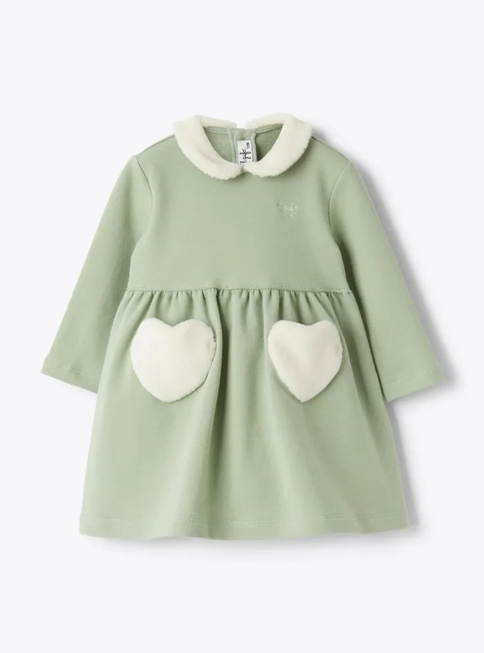 Dresses Baby 036 Il Gufo Cotton Fleece Dress With Ecofur Insert