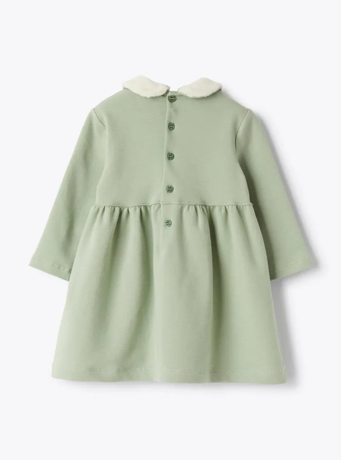Dresses Baby 036 Il Gufo Cotton Fleece Dress With Ecofur Insert