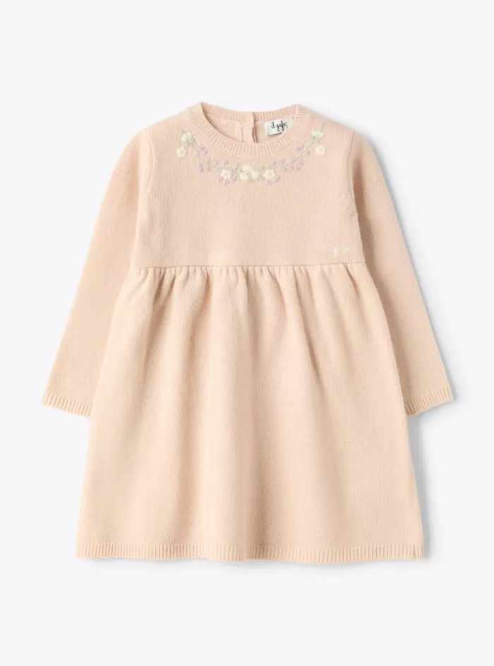 Dresses Baby 036 Il Gufo Wool Dress With Embroidery