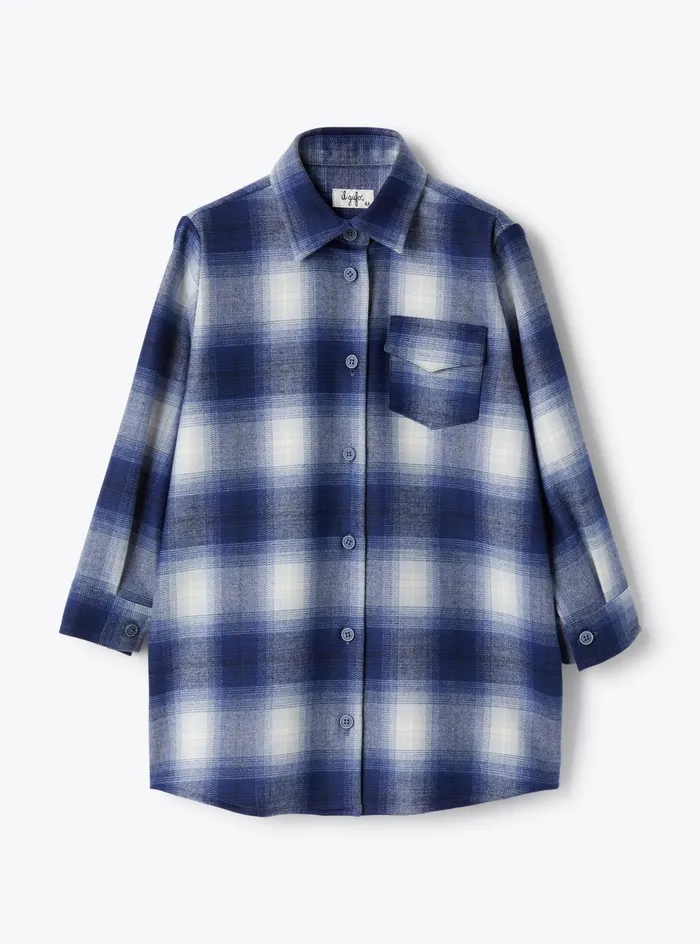 Dresses Girl 216 Il Gufo Checkered Technowool Shirt Dress