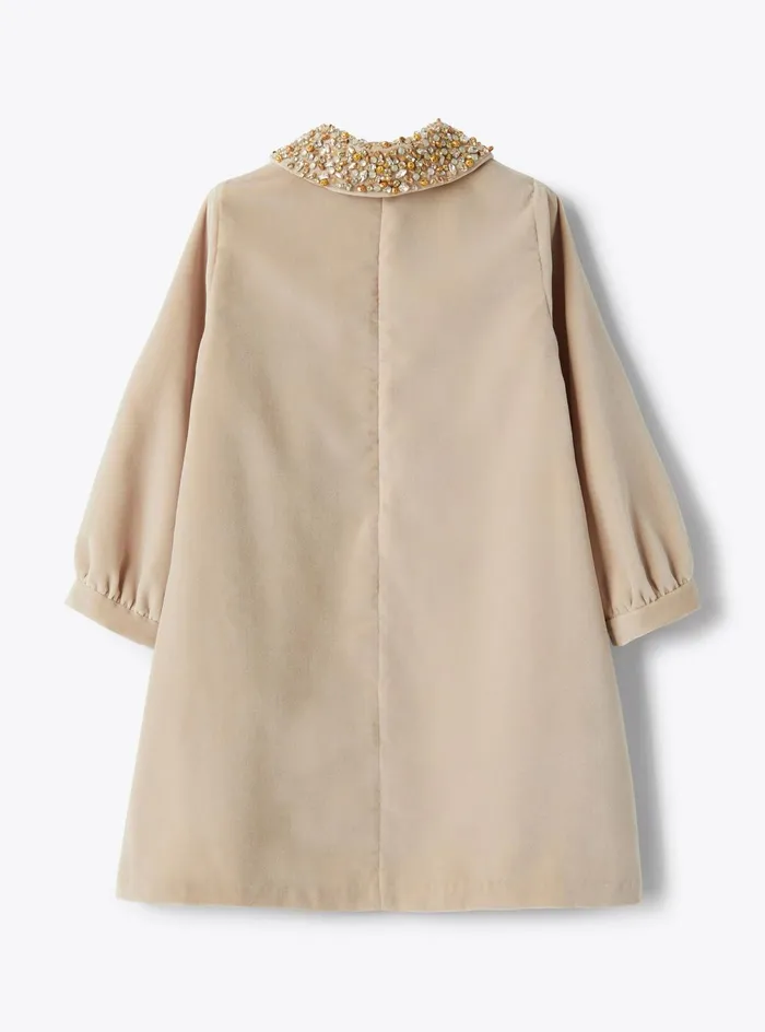 Dresses Girl 216 Il Gufo Velvet Dress With Removable Collar