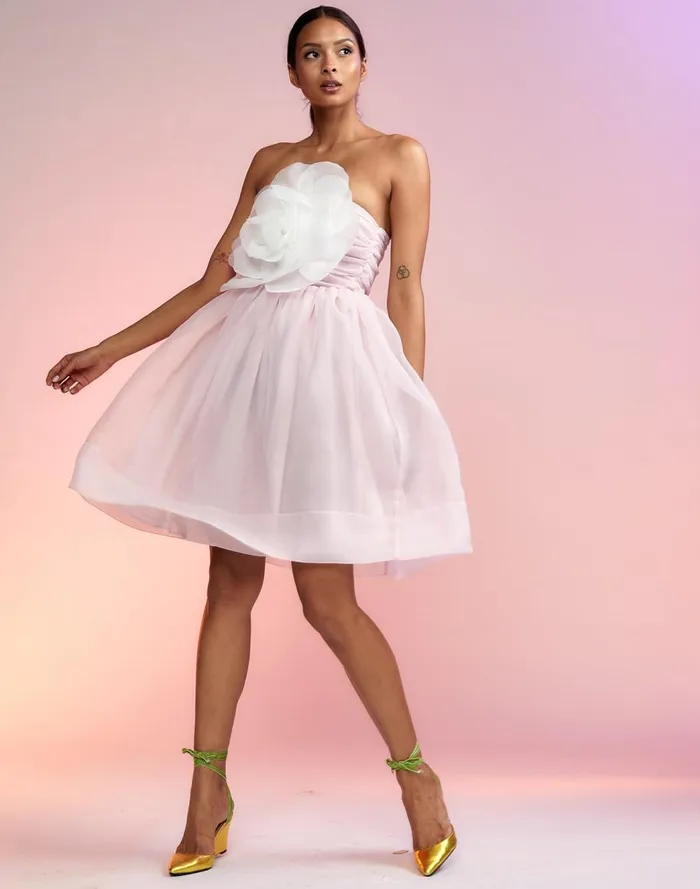Dresses Women Cynthia Rowley Organza Flower Strapless Dress