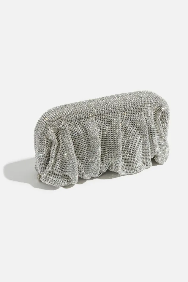 Dynamite Bags Women Draped Gem Clutch Grey