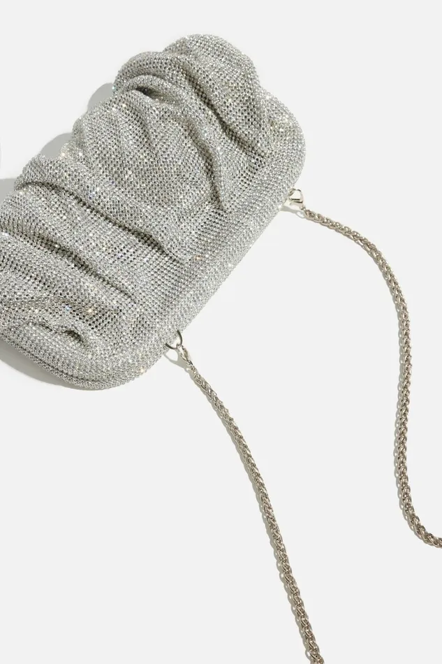 Dynamite Bags Women Draped Gem Clutch Grey