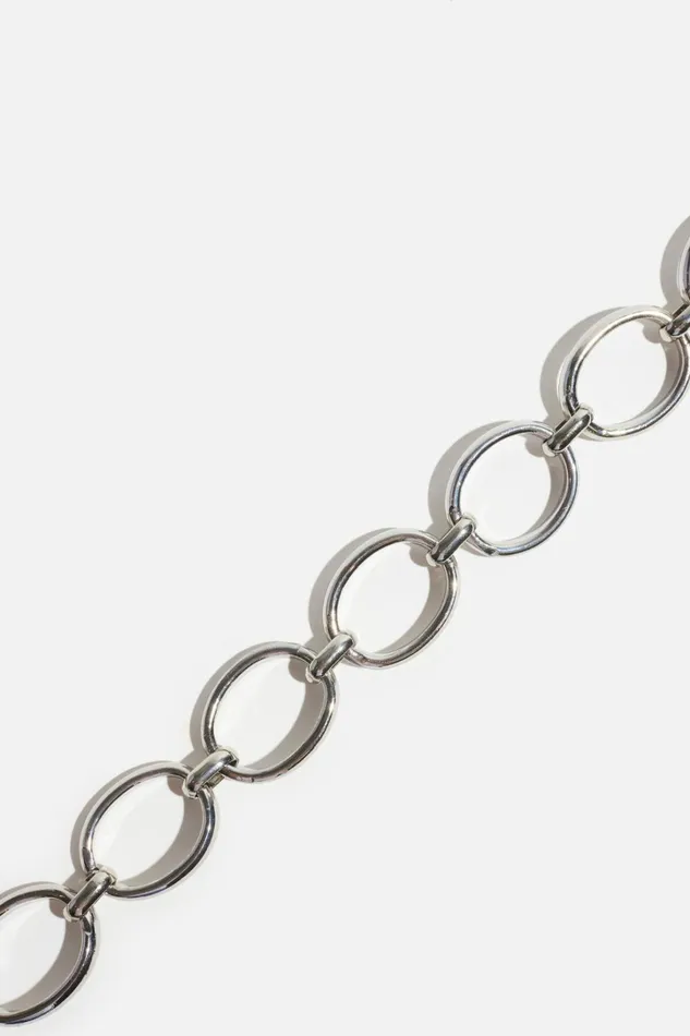 Dynamite Belts Women Open Ovals Chain Belt Gray