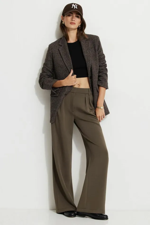 Dynamite Blazers and Vests Women Diana Plaid Oversized Blazer BLACK