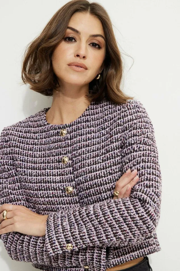Dynamite Blazers and Vests Women Margaux Tweed Blazer Purple