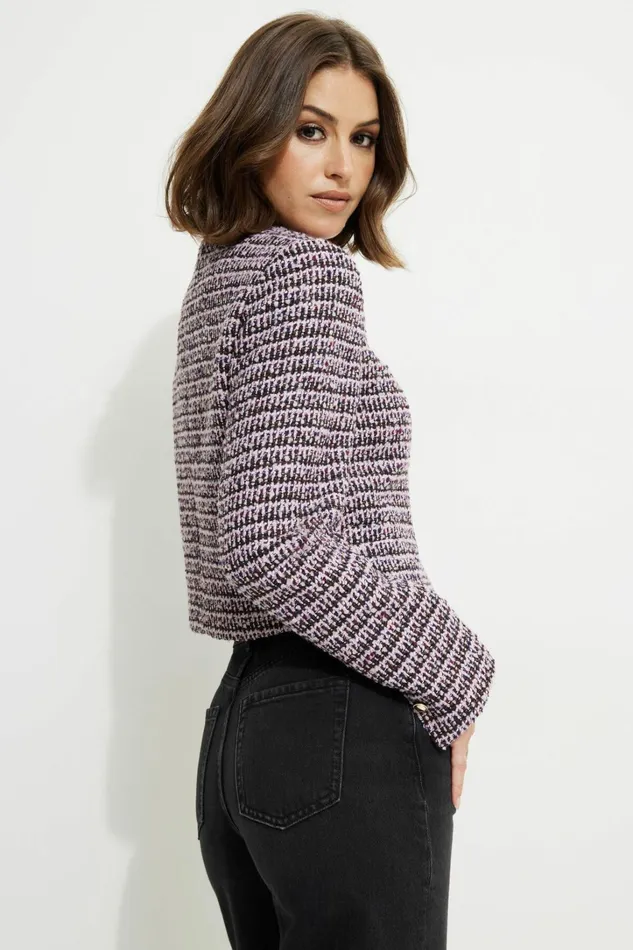 Dynamite Blazers and Vests Women Margaux Tweed Blazer Purple