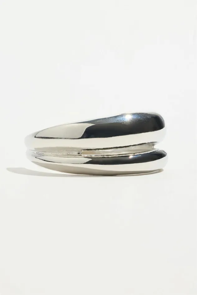 Dynamite Bracelets Women Double Curved Cuff Bracelet Gray