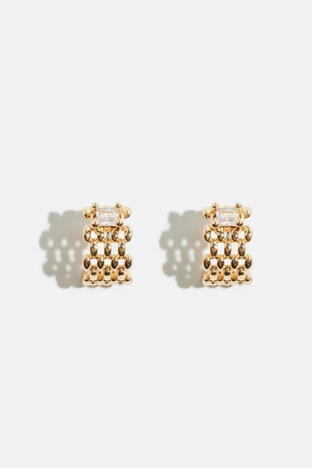 Dynamite Earrings Women Mini Chain Gem Huggie Earrings White