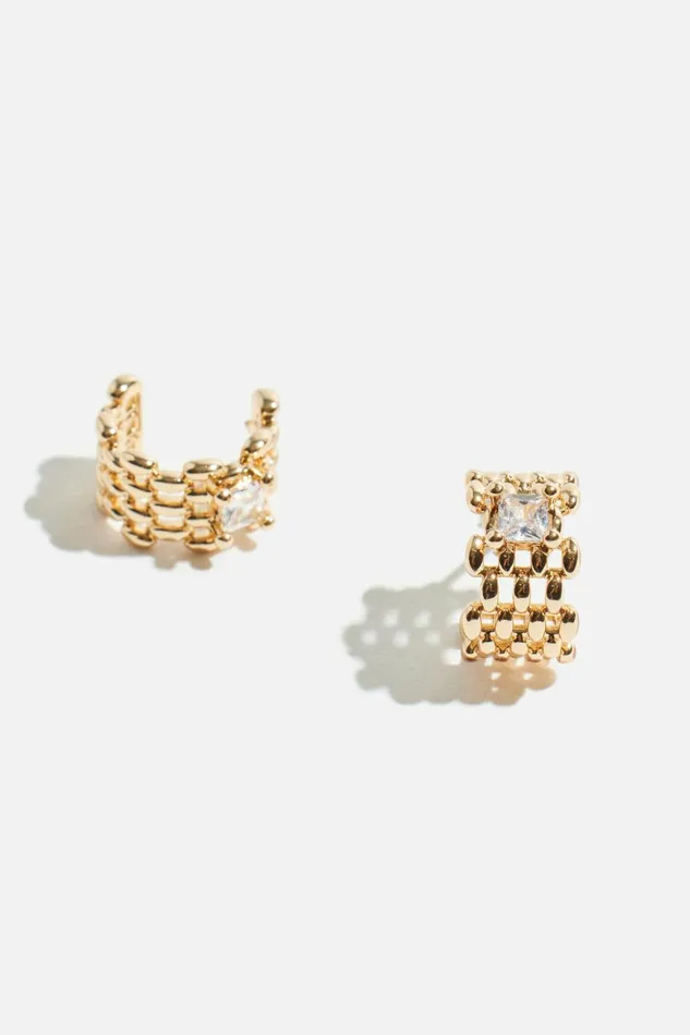 Dynamite Earrings Women Mini Chain Gem Huggie Earrings White