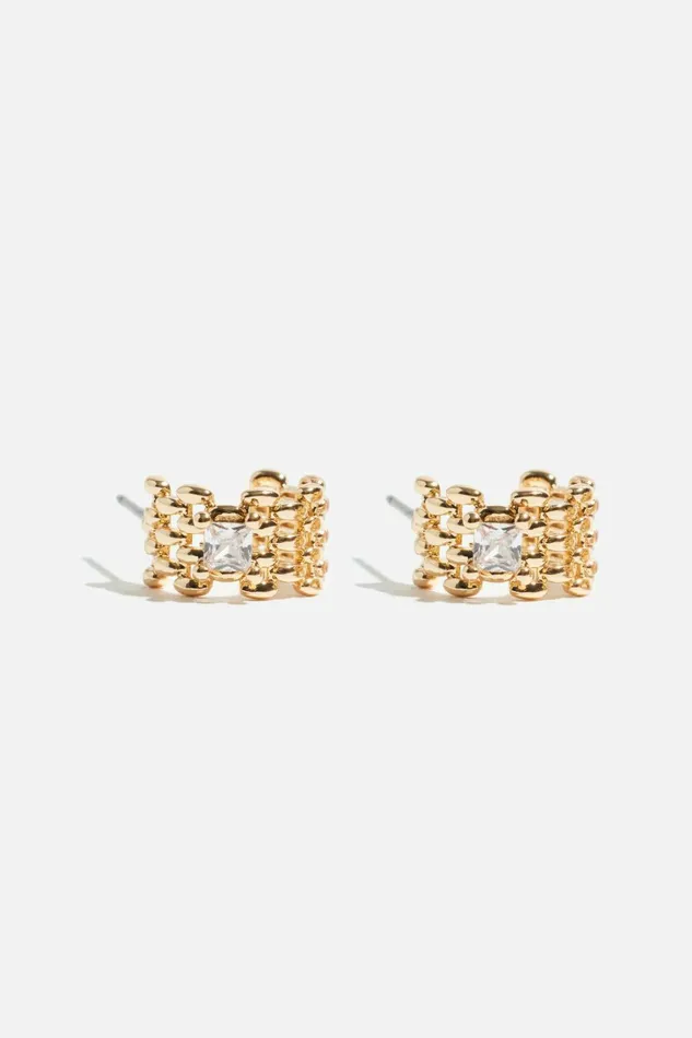 Dynamite Earrings Women Mini Chain Gem Huggie Earrings White