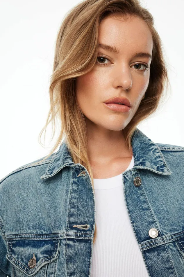 Dynamite Jeans and Denim Women Buttoned Denim Jacket Blue
