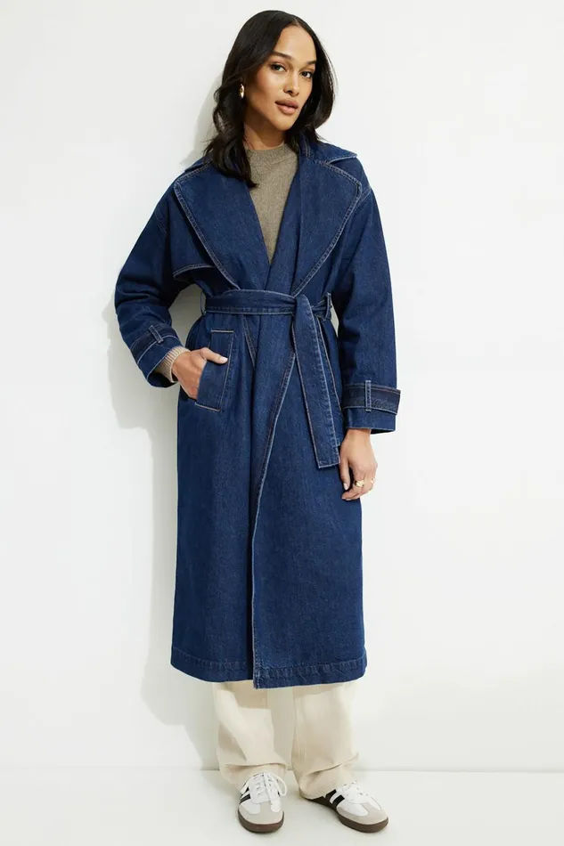 Dynamite Jeans and Denim Women Denim Trench Coat Blue