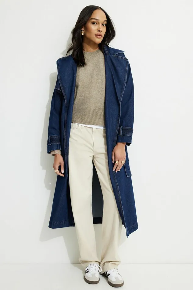 Dynamite Jeans and Denim Women Denim Trench Coat Blue
